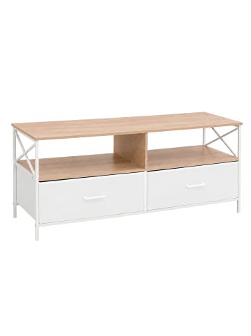 relaxdays TV Lowboard in Natur/ Weiß - (B)120 x (H)50 x (T)40 cm