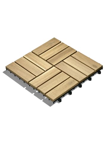 Gartenfreude 10er-Set Holzfliesen Klicksystem in hellbeige