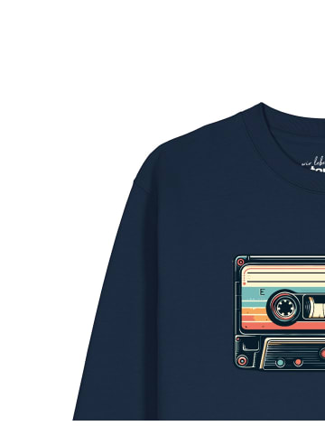 wat? Apparel Sweatshirt Retro Kassette in Dunkelblau