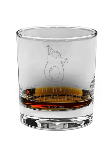 Mr. & Mrs. Panda Whiskey Glas Avocado Feier mit Spruch in Transparent