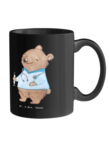 Mr. & Mrs. Panda Geschenktasse Anästhesistin Freude mit Spruch in Schwarz