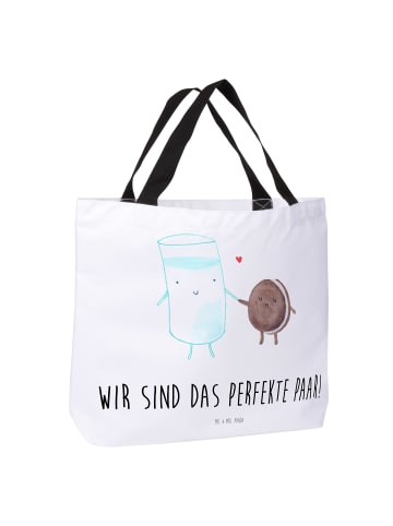 Mr. & Mrs. Panda Tasche Milch Keks mit Spruch in Weiß