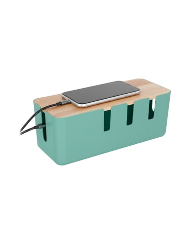 relaxdays Kabelbox in Mint - (B)30,5 x (H)11,5 x (T)12,5 cm
