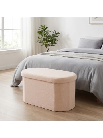 relaxdays Sitzbank in Beige - (B)76 x (H)38 x (T)38 cm