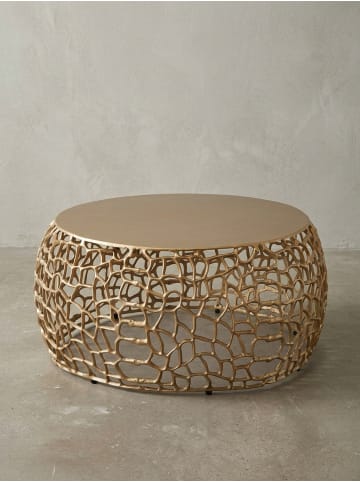 KADIMA DESIGN Couchtisch Ast-Design | Metall Gold, 66x66cm, Rund in Gold