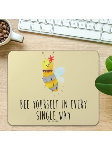 Mr. & Mrs. Panda Maus Pad Biene Blume mit Spruch in Gelb Pastell