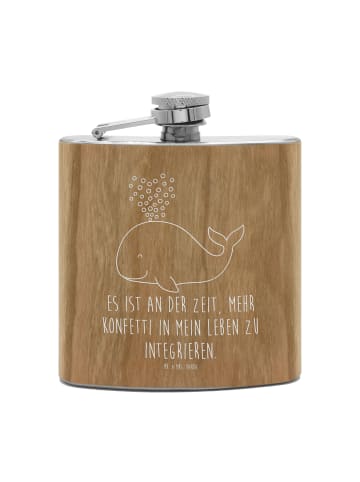 Mr. & Mrs. Panda Flachmann Wal Konfetti mit Spruch in Braun