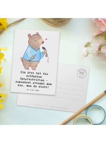 Mr. & Mrs. Panda Postkarte Arzt Unterschrift mit Spruch in Weiß