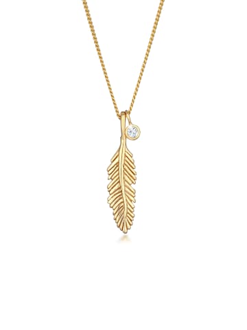 Elli Halskette 375 Gelbgold Boho, Feder in Gold