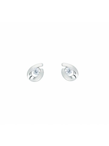 Adeliás Damen 585 Weißgold Ohrringe / Ohrstecker mit Zirkonia in silber