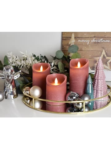 Coen Bakker 3er LED Echtwachskerze Kerze Timer in Antik Rosa