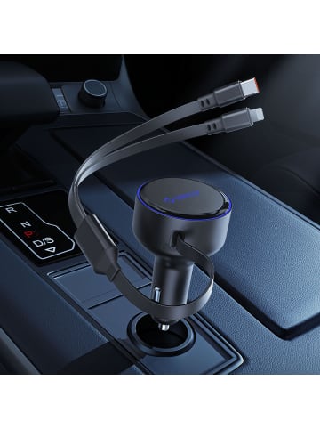 Orico Dual Stretch 60W USB-C Autoladegerät mit zwei einziehbaren USB-C- und Lightning