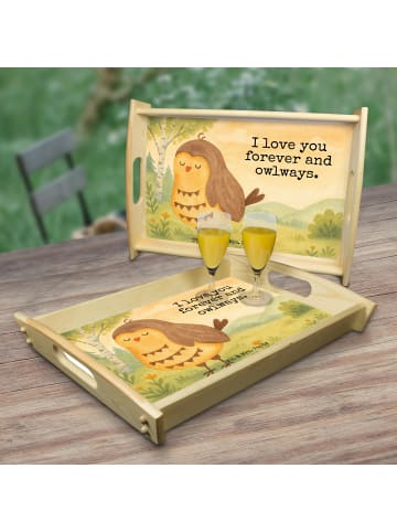 Mr. & Mrs. Panda Tablett Eule Zufrieden Design mit Spruch in Weiß