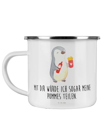 Mr. & Mrs. Panda Kaffeetasse Pinguin Pommes mit Spruch in Weiß