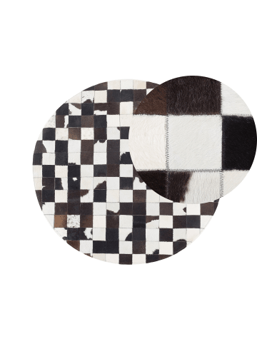 Beliani Patchwork BERGAMA in Schwarz/Weiß - (W) 140 x (H) 0.6 x (L) 140 cm
