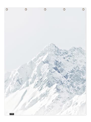 Juniqe Duschvorhang "White Mountain 2" in Grau & Weiß