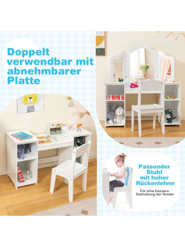 COSTWAY Kinder Schminktisch-Set in Weiß