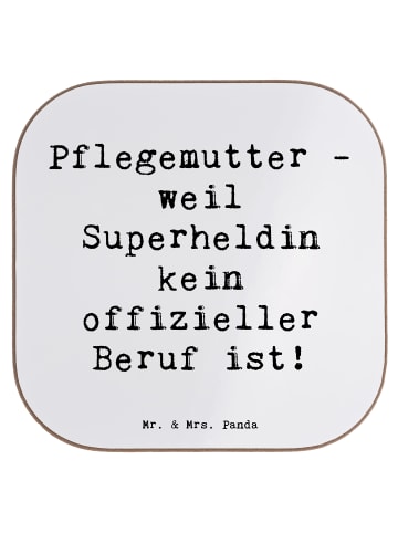 Mr. & Mrs. Panda Untersetzer Pflegemutter Superheldin mit Spruch in Weiß