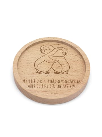 Mr. & Mrs. Panda Holz Untersetzer Pinguine Kuscheln mit Spruch in Transparent