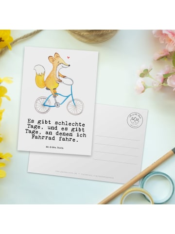Mr. & Mrs. Panda Grußkarte Fuchs Fahrrad fahren mit Spruch in Weiß
