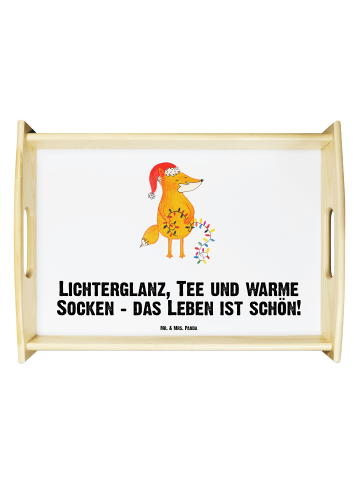 Mr. & Mrs. Panda Serviertablett Fuchs Weihnachten mit Spruch in Weiß