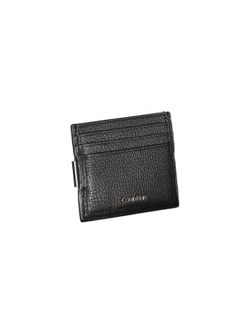Calvin Klein Schwarz Schlicht Leder Karten Etui mit Geld Clip