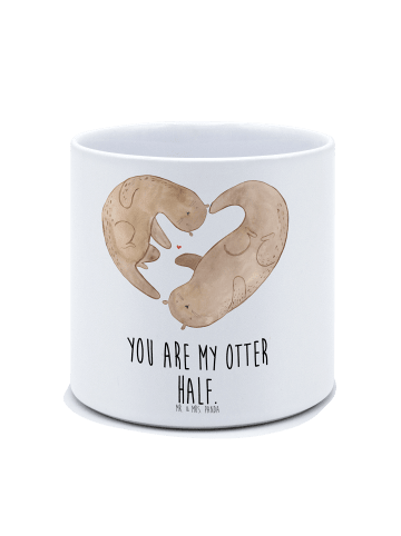 Mr. & Mrs. Panda Pflanzkübel Otter Herz mit Spruch in Weiß