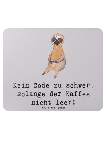 Mr. & Mrs. Panda Mouse Pad Code und Kaffee mit Spruch in Grau Pastell