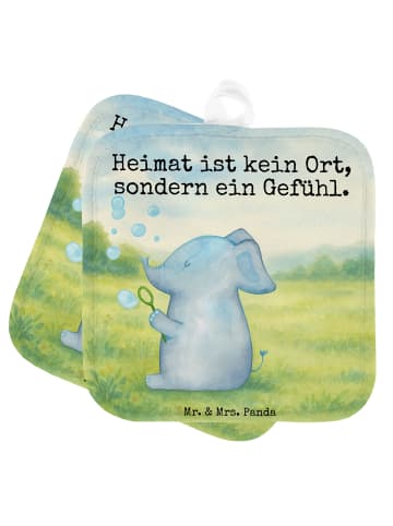 Mr. & Mrs. Panda Topflappen Elefant Seifenblasen Design mit Spruch in Weiß