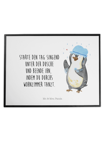 Mr. & Mrs. Panda Schreibunterlage Pinguin Duschen mit Spruch in Weiß