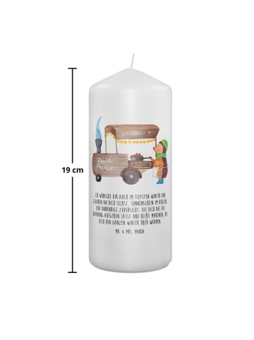 Mr. & Mrs. Panda Stumpenkerze Igel Maronen mit Spruch in Weiß