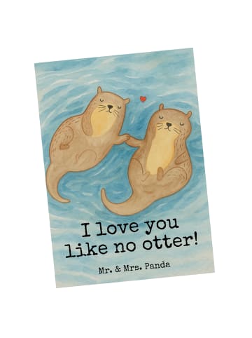Mr. & Mrs. Panda bildkarte Otter Hände halten Design mit Spruch in Weiß