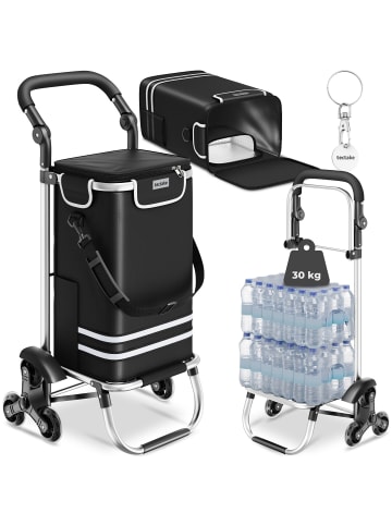 tectake Einkaufstaschenwagen 3-in-1 Inkl. Kühltasche und Treppensteiger-Räder