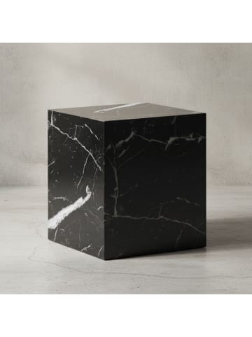KADIMA DESIGN Couchtisch MONOBLOC 40x40x45 cm Hochglanz mit Marmor Optik, in Schwarz