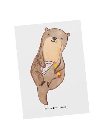 Mr. & Mrs. Panda Postkarte Technischer Zeichner Herz ohne Spruch in Weiß