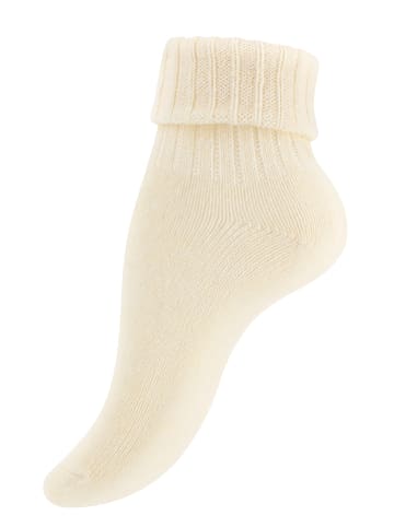 Cotton Prime® 2 Paar Wollsocken Alpaka Socken mit Umschlag in ecru/hellgrau