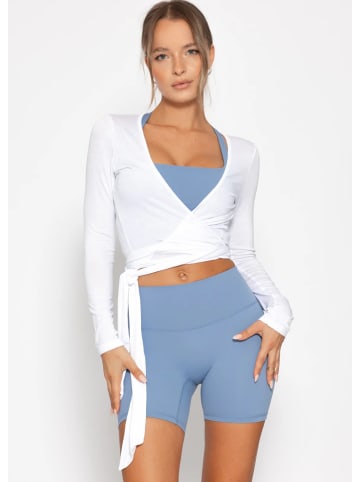 SASSYCLASSY Langarm Shirt zum Wickeln in Weiß