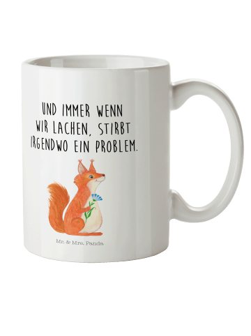 Mr. & Mrs. Panda Kindertasse Eichhörnchen Blume mit Spruch in Weiß