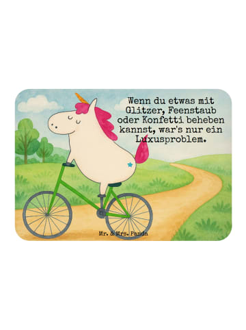 Mr. & Mrs. Panda Magnet Einhorn Radfahrer Design mit Spruch in Weiß