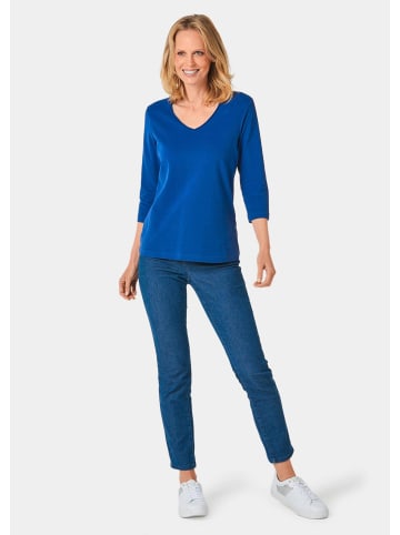 GOLDNER Kurzgröße:  Shirt Shirt mit V-Ausschnitt in royalblau