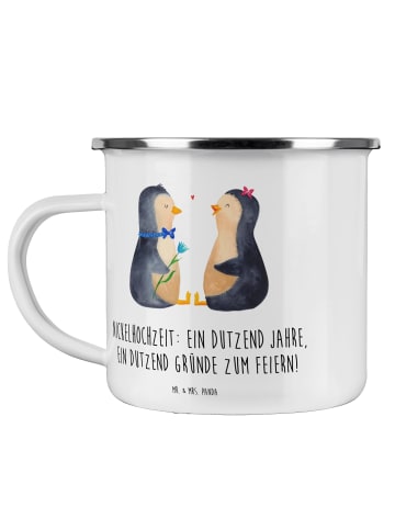 Mr. & Mrs. Panda Motivtasse 12 Hochzeitstag Nickelhochzeit mit S... in Weiß