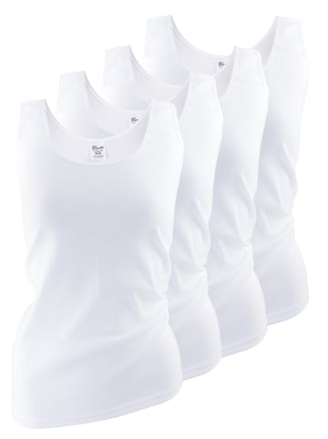 Yenita® Tank Top 4er Set, mit Satinband-Einfassung in weiss