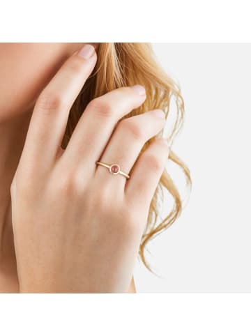 Glanzstücke München Ring aus Sterling Silber mit Granat in gelbgold