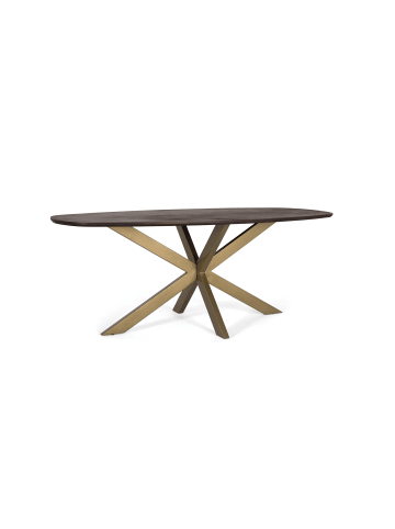 Giner y Colomer Ovaler Esstisch aus Akazienholz und Metallbeinen 200 cm in Brown