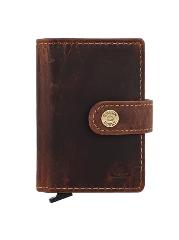 Greenburry Vintage Geldbörse RFID Schutz Leder 7.5 cm in brown