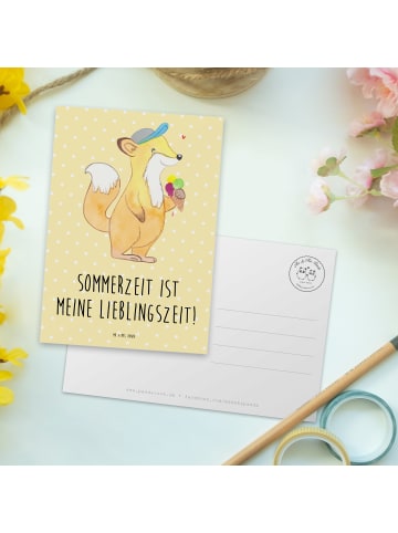 Mr. & Mrs. Panda Grußkarte Sommer Freude mit Spruch in Gelb Pastell
