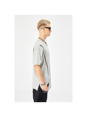 Ossy Homer Herren ZIP T-Shirt 320gsm Oversize in Grau