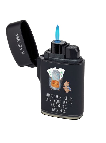 Mr. & Mrs. Panda sturmfeuerzeug Pinguin & Maus Wanderer mit Spruch in Schwarz