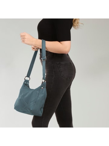 Florence Florence Schultertasche Leder taubenblau ca. 35cm