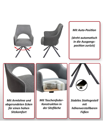 MCW Esszimmerstuhl K30 drehbar mit Auto-Position, Kord-dunkelgrau